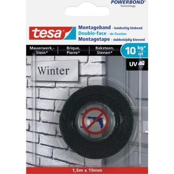 Fita de montagem Tesa 77748 preto 1,5 m — fita adesiva para interior e exterior