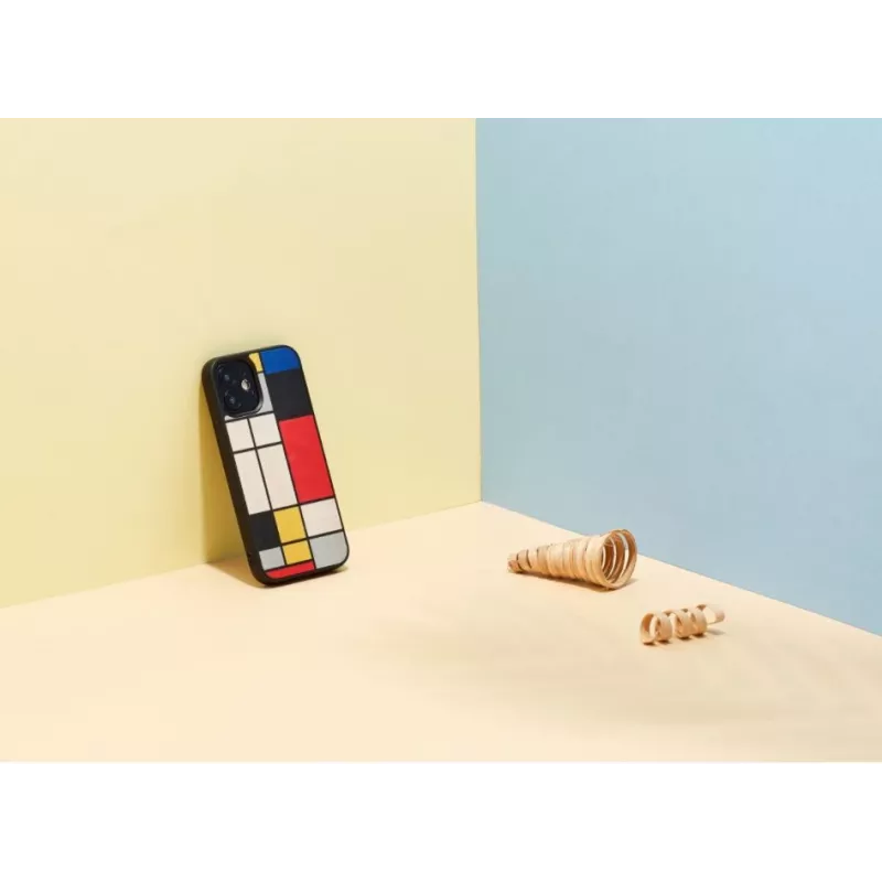 Capa para telemóvel Man and Wood para iPhone 12 mini — parte traseira em madeira, moldura preta