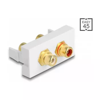 Tomada DeLOCK Easy 45 2 x RCA branco ABS
