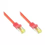 Cabo de patch RJ45 com cabo bruto Cat.7 e proteção do encaixe (RNS®), S/FTP, PiMF, sem halogéneos, 600MHz, OFC, vermelho, 0,5m, Good Connections® (8070R-005R)