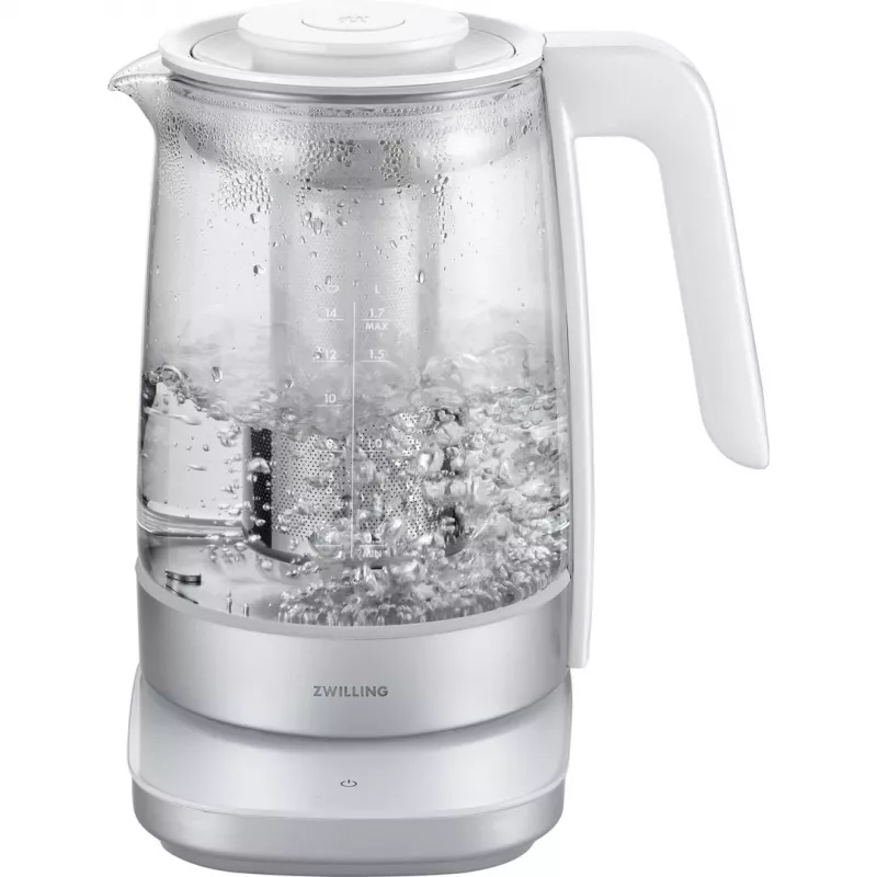 Chaleira elétrica ZWILLING 1,7 l 1850 W, corpo em vidro, branca