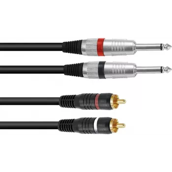Cabo adaptador de áudio Omnitronic 1,0 m – 2× jack de 3,5 mm para 2× RCA (modelo 30225212)