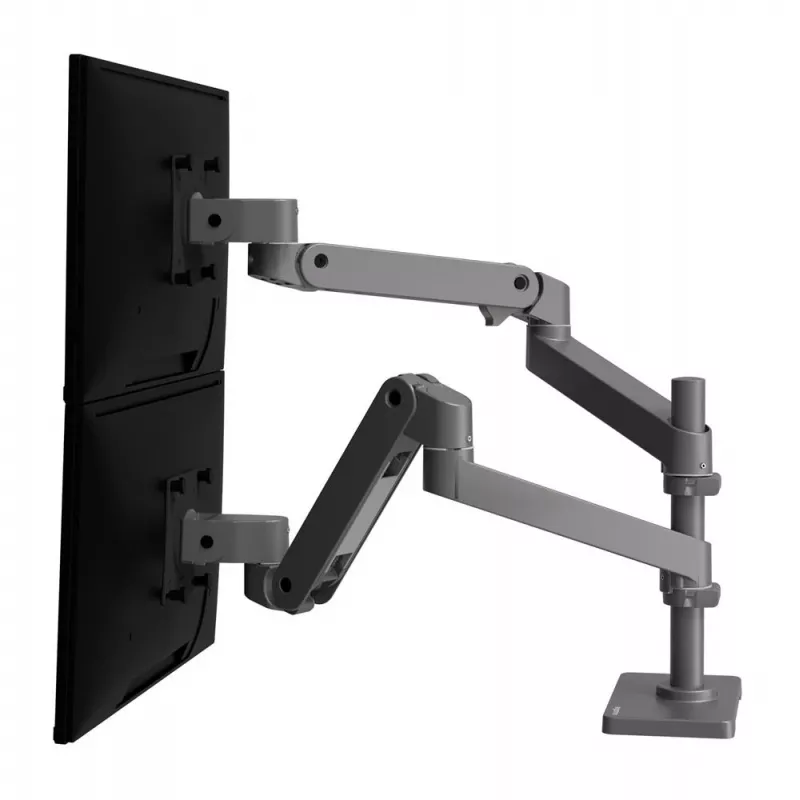 Ergotron LX Pro - conjunto de montagem (braço duplo) - para 2 ecrãs LCD - montagem em placa perfurada - alumínio - cinzento-escuro - tamanho do ecrã: até 61 cm (até 24 polegadas)