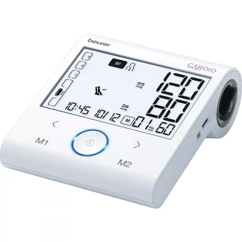 Medidor de tensão arterial de braço Beurer BM 96 Cardio com ECG, branco/cinzento