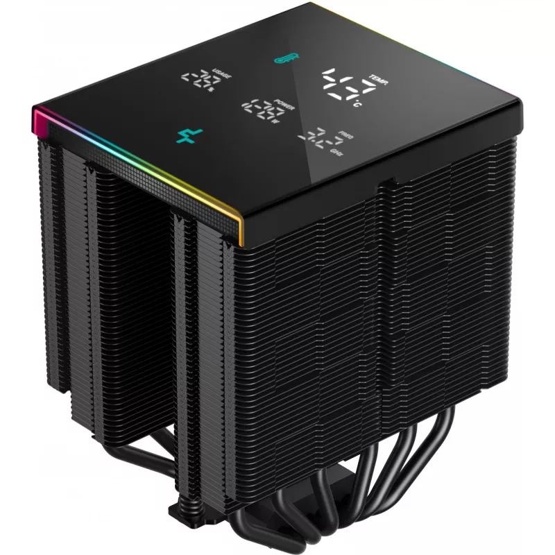 Arrefecedor de CPU DeepCool AK620 Digital PRO — ventoinha de 120 mm, 1750 rpm, 25 dB, 12 V, compatível com LGA1700/AM5, preto