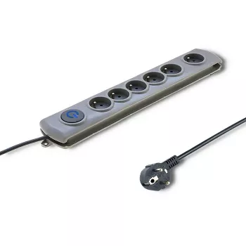 Proteção contra sobretensões Qoltec 50166 cinzento 6 tomadas AC 230V 3m