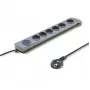 Proteção contra sobretensões Qoltec 50166 cinzento 6 tomadas AC 230V 3m