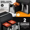 Fritadeira de ar quente ProfiCook PC-FR 1287 H — dupla 8 L, 2200 W, LED tátil, preto/aço inoxidável