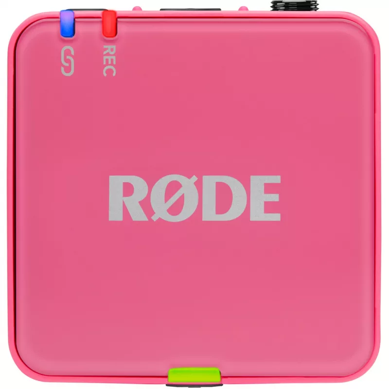 Microfone sem fios RODE Wireless GO III rosa — sistema compacto de transmissor e recetor de dois canais