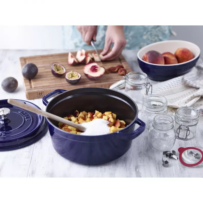 Cocotte redonda de ferro fundido Staub 24 cm Azul-escuro