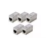 Acoplamentos modulares CAT 6 DIGITUS, blindados, 5 unid., RJ-45, contactos dourados, prateado
