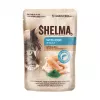 Alimento húmido para gatos SHELMA saquetas 4×85 g — alimento completo para gatos adultos com salmão, bacalhau, vaca e frango