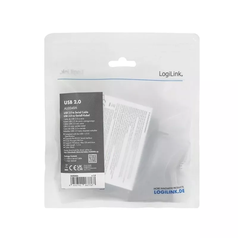 Cabo serial LogiLink AU0048A preto 1,5 m USB A DB-9