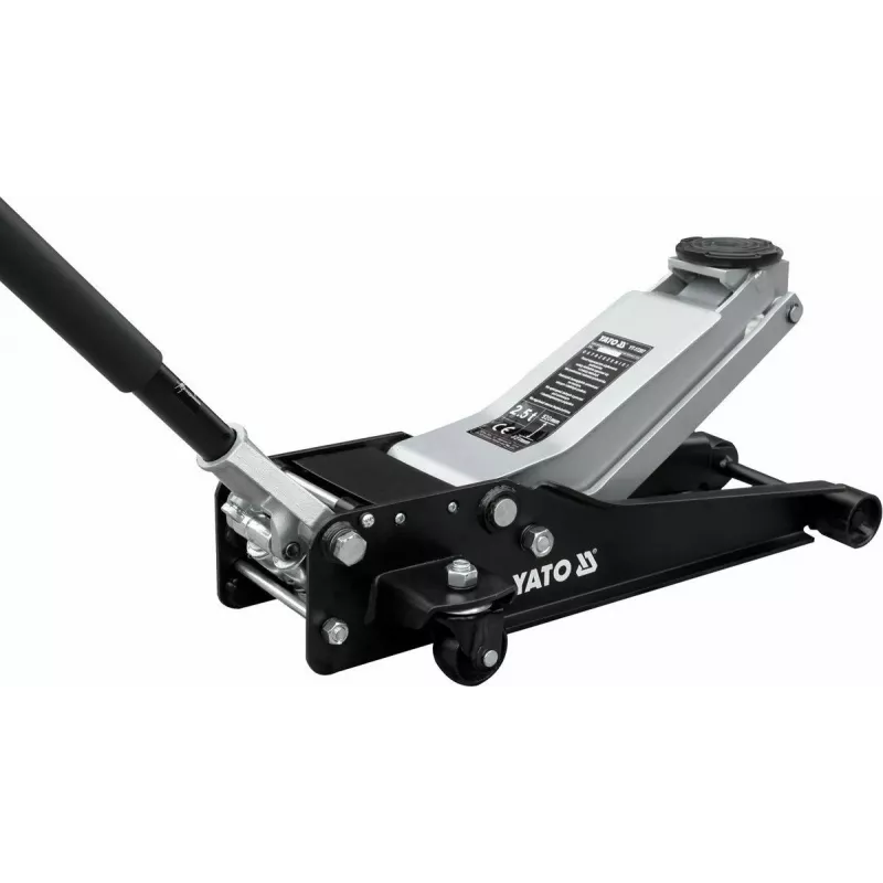 Macaco mecânico YATO YT-17207 — capacidade 2.500 kg, curso 8–50,8 cm, 4 rodas, 34 kg