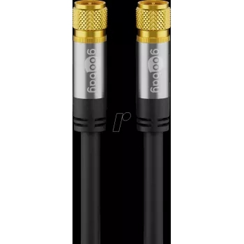 Cabo de antena SAT Goobay (tipo 135 dB), blindagem 4 vias, 5 m, preto - banhado a ouro, ficha F > ficha F (70672)