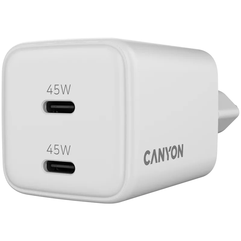 Carregador Canyon CU45CC GaN 45 W 2xPD, branco (CNS-CUW45CC)