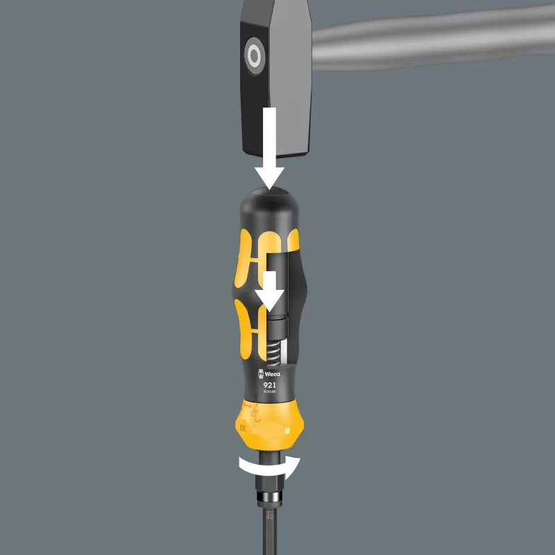 Wera 05018110001 Kraftform Kompakt 900 Set 1 conjunto de chaves de fendas com chave de fendas de impacto e pontas, 19 peças, 1/4", preto/amarelo