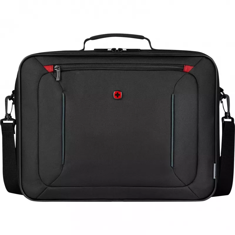 Mala para portátil Wenger BQ 16 Clamshell — capa preta repelente à água para portáteis de 16 polegadas, capa de proteção robusta