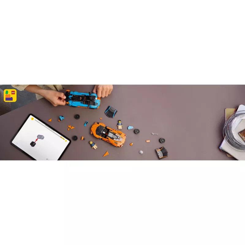 Conjunto LEGO Speed Champions 77238 — Lamborghini Revuelto & Huracán STO, 607 peças, 2 minifiguras, idade recomendada 10+