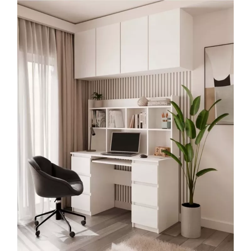 Conjunto secretária KUBA + módulo de extensão, branco