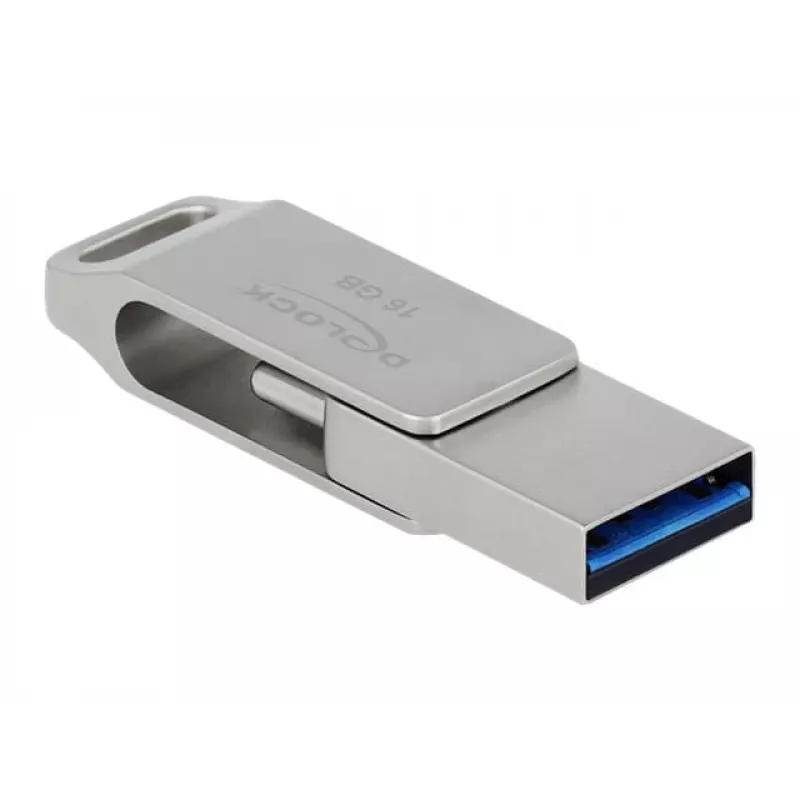 Pen USB DeLOCK 64 GB USB-C Type-A rotativa caixa metálica