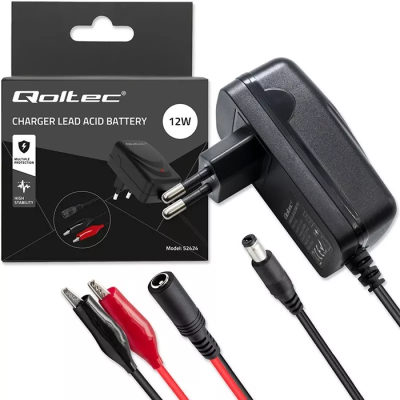 Carregador de baterias QOLTEC carregador para AGM GEL STD 12V 1,5A