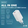Carregador de parede DIGITUS DA-10303 67W GaN, 2× USB-C + 1× USB-A, 100–240V, branco