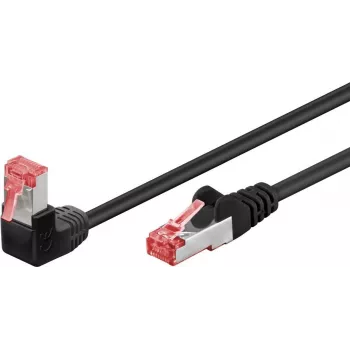 Cabo de rede Goobay CAT 6 1x 90° angular, S/FTP (PiMF), preto, 2 m - patilha de retenção em cima, LSZH isento de halogéneos, cobre (51544)