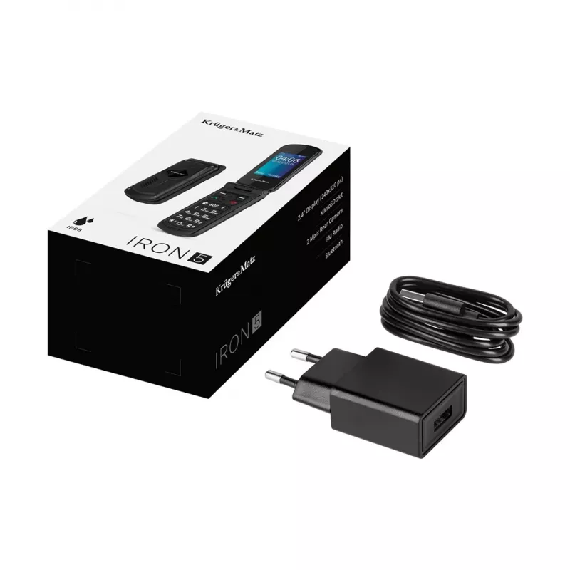 Telemóvel de concha Kruger & Matz Iron 5 Flip KM0466 — Dual-SIM, ecrã de 2,4