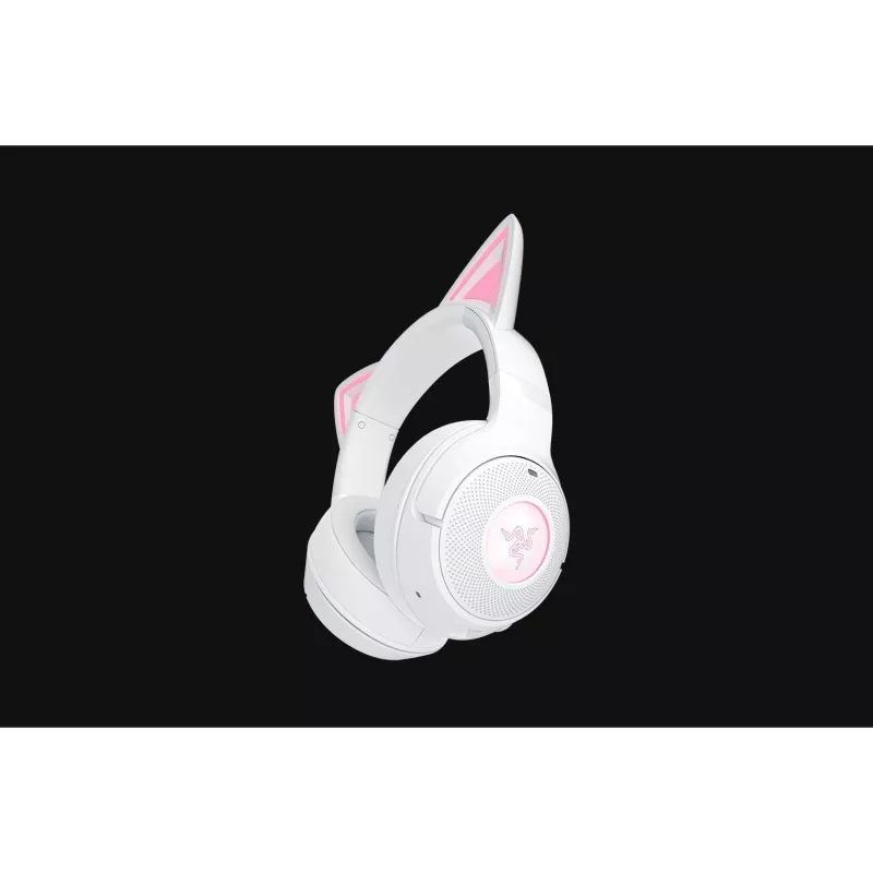 Headset gaming sem fios Razer Kraken Kitty V2 BT branco com Bluetooth, THX Spatial Audio, iluminação RGB
