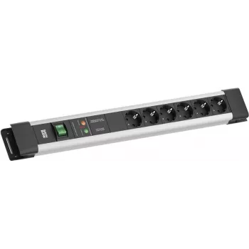 Régua de tomadas Bachmann CONNECTUS com 6x tomadas CEE7/3, 1x GVS, 1x interruptor, cabo de 2,0 m, cinzento