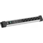 Régua de tomadas Bachmann CONNECTUS com 6x tomadas CEE7/3, 1x GVS, 1x interruptor, cabo de 2,0 m, cinzento