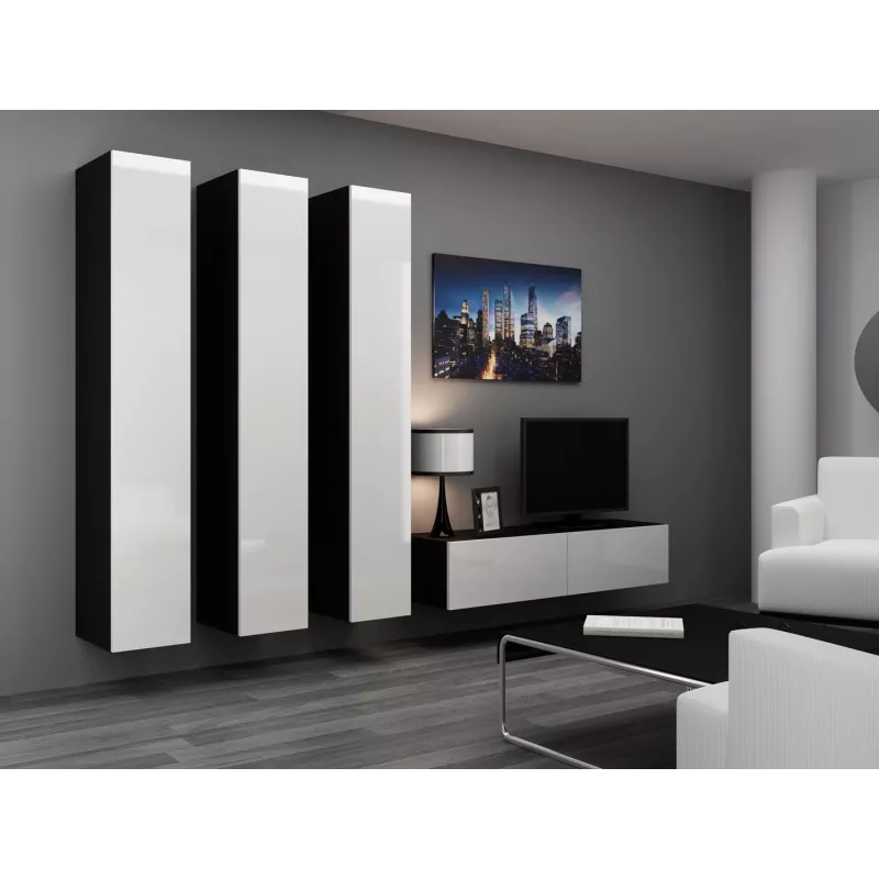 Cama conjunto de armários de sala VIGO 14 preto/branco brilhante