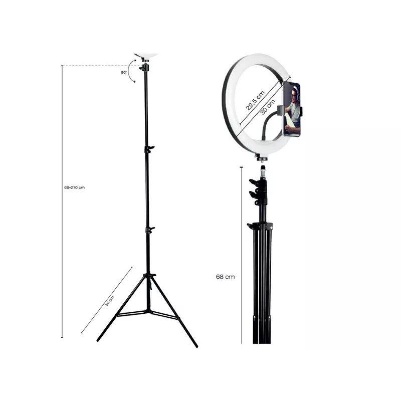 Anel de luz TRACER RING 30cm com tripé 210cm