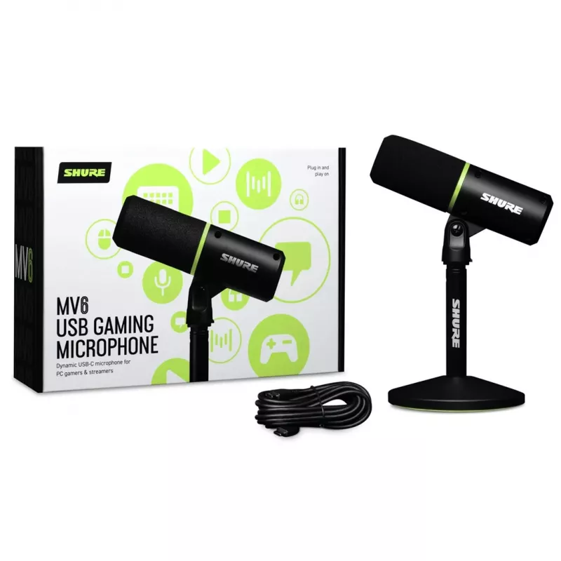 Shure MV6 - microfone dinâmico cardioide USB-C para gamers e streamers