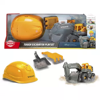 Conjunto de escavadora de brincar Dickie Volvo Tough Excavator 203729016 – conjunto de veículo de construção em metal fundido