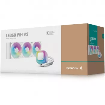 Arrefecedor líquido All-in-One DeepCool LE360 WH V2 12 cm Branco — radiador de 360 mm, 3 ventoinhas de 120 mm, suporte LGA 1851