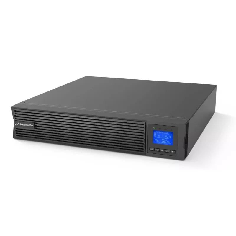 Fonte de alimentação ininterrupta PowerWalker VFI 1000 ICR IoT, conversor online duplo, 1 kVA / 1000 W, 8 saídas C13, LCD, Rack/Tower 2U, preto