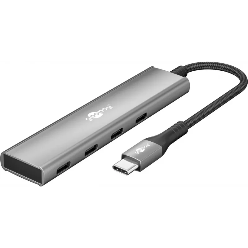 Goobay hub USB slim de 4 portas USB-C macho 5 Gbit/s - -ficha> 4x -tomada (76564)