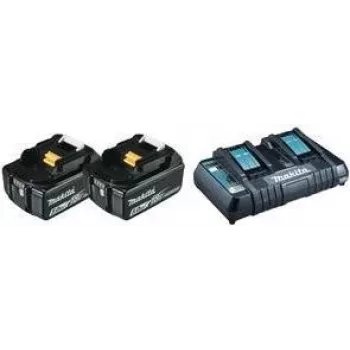 Makita DC18RD – Carregador + bateria 2x – Li-Ion – 5 Ah – 90 Wh – para Makita DHR263Z, DHR263ZJ, DHR264Z, DHR264ZJ, DUH651Z, DUR364LZ (197629-2)