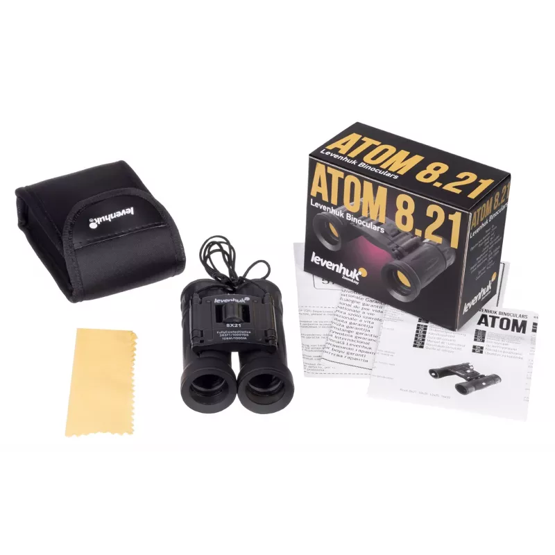Binóculos Levenhuk Atom 8x21 prisma de telhado preto ampliação 8x