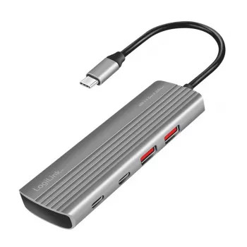 Hub LogiLink USB 3.2 Gen2 7+1 portas 2x USB-A 5x USB-C PD 100W alumínio