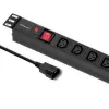 Qoltec 53998 Régua de tomadas para RACK 19 | 1U | 10A | PDU | 8xIEC C13 | 2m