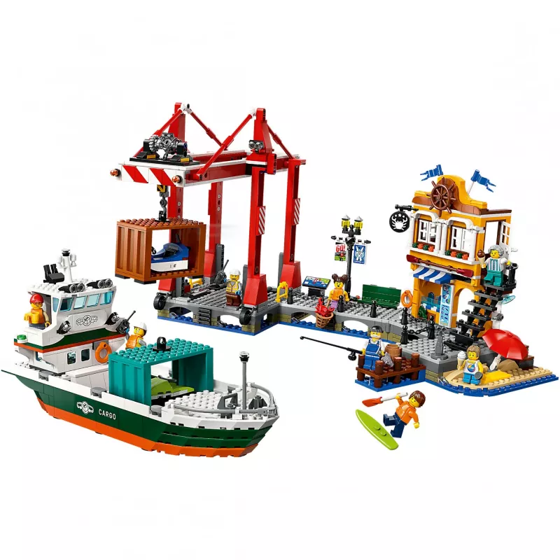 LEGO CITY 60422 Porto à Beira-Mar com Navio de Carga