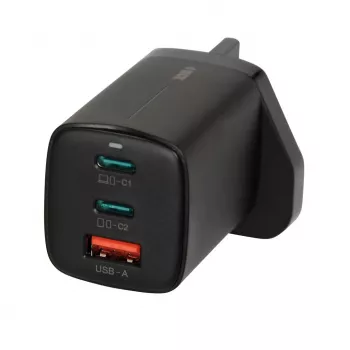 iBOX C-65 preto, carregador universal GaN 65 W com ficha UK
