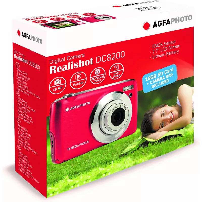 Máquina fotográfica compacta AgfaPhoto Compact Realishot DC8200 1/3.2 18 MP CMOS 4896 x 3672 píxeis vermelha (DC8200RD)