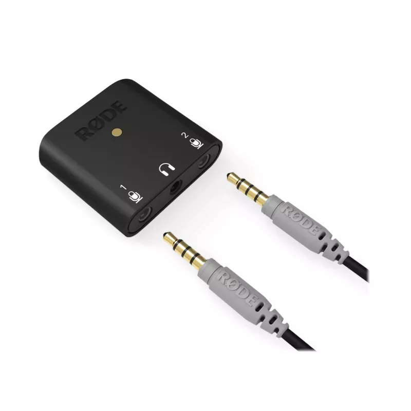 RØDE AI-Micro interface de áudio móvel, 2x entradas TRS/TRRS de 3,5 mm, saída de auscultadores de 3,5 mm, USB-C, preta
