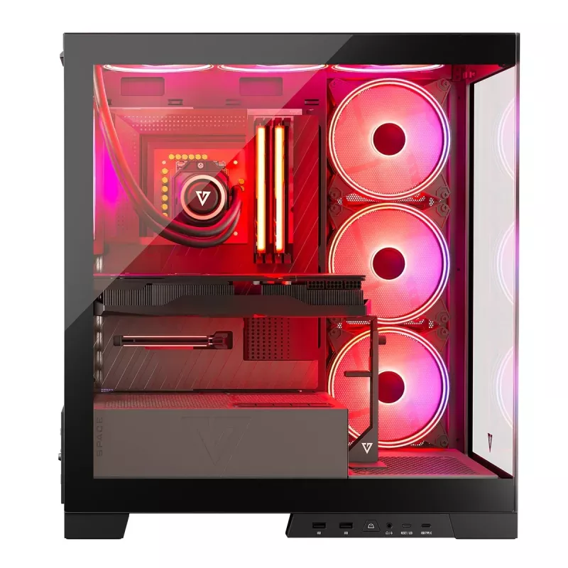 Caixa de PC MODECOM Volcano SPACE APEX ARGB Midi Tower, vidro temperado, USB-C, suporta ATX/microATX/Mini-ITX, GPU até 430 mm, dissipador de CPU até 180 mm