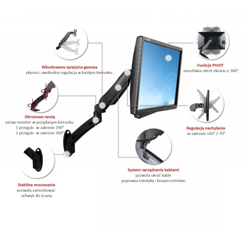 Suporte de parede para 1 monitor LCD 13-27 polegadas L-12GW