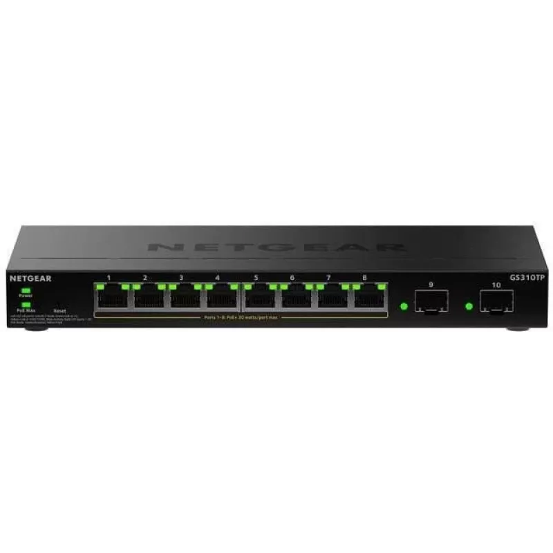 NETGEAR GS310TPv2 Gerido L2/L3 Gigabit Ethernet (10/100/1000) Power over Ethernet (PoE) de secretária preto